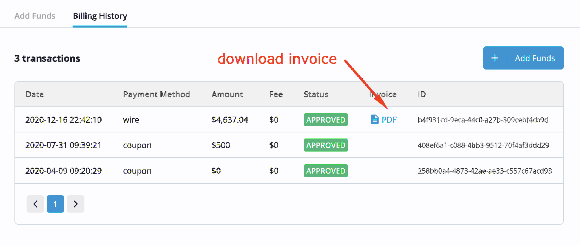 billing history