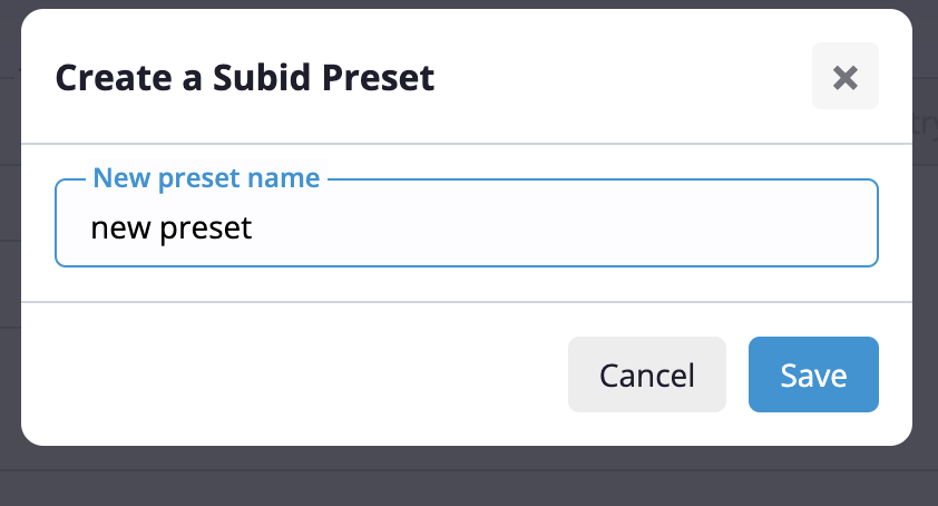 subid preset create